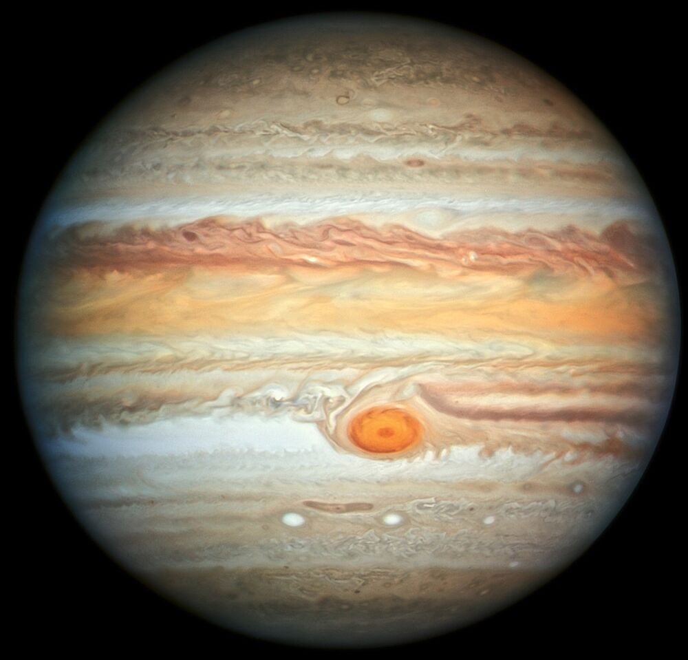 Фотография Юпитера, сделанная 27 июня 2019 года с телескопа «Хаббл». © Фото : NASA, ESA, and A. Simon (NASA Goddard), edited by PlanetUser