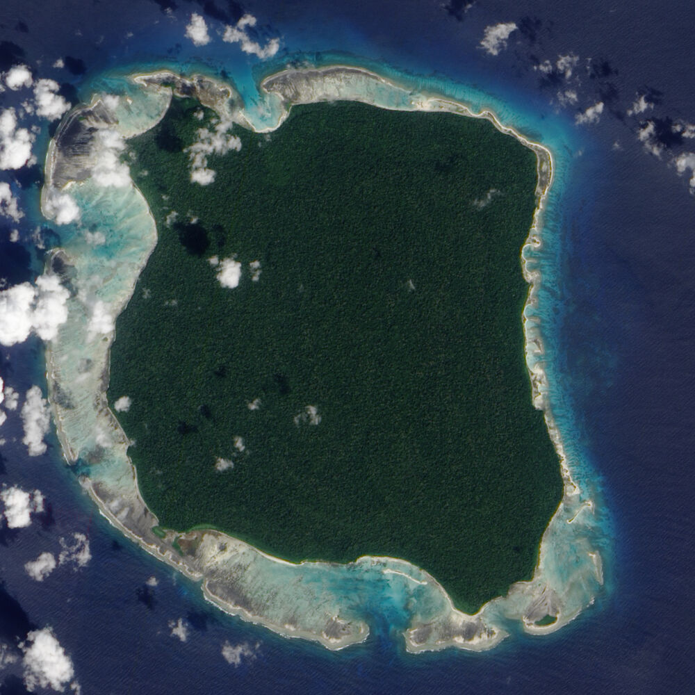 Северный Сентинельский остров. © Фото: Изображение обсерватории Земли НАСА, созданное Джесси Алленом с использованием данных, предоставленных командой EO-1 НАСА.